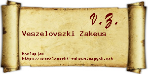 Veszelovszki Zakeus névjegykártya